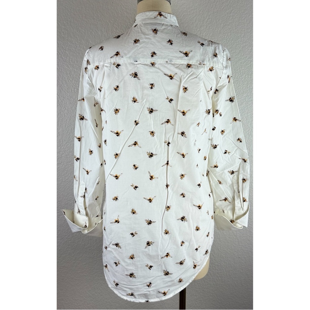 Victoria Beckham Women’s Button-Down  Cream Shirt w/Bumble Bees Print Small - Picture 6 of 11